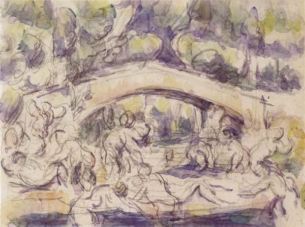 Paul Cezanne Bathers Beneath a Bridge Norge oil painting art